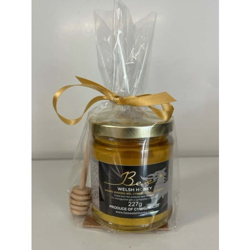 C8506012 - Bee Welsh Honey, Gift Wrapped Honey with Dipper, 227g.jpg