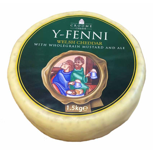 D0110130 - Y Fenni, Mustard & Ale Cheddar, approx1.5kg Round, price per kg.jpg