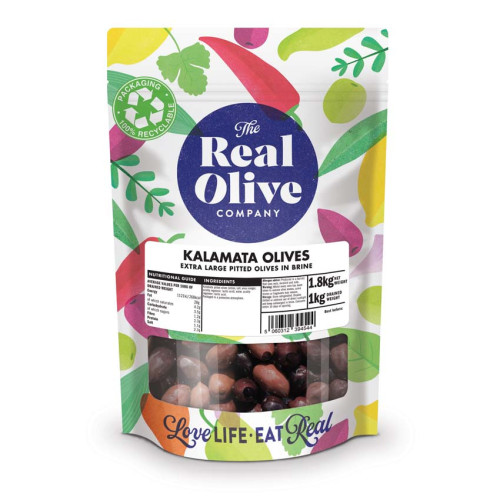 F2101805 - Real Olive Co. Pitted Extra Large Kalamata Olives, 1kg Bag