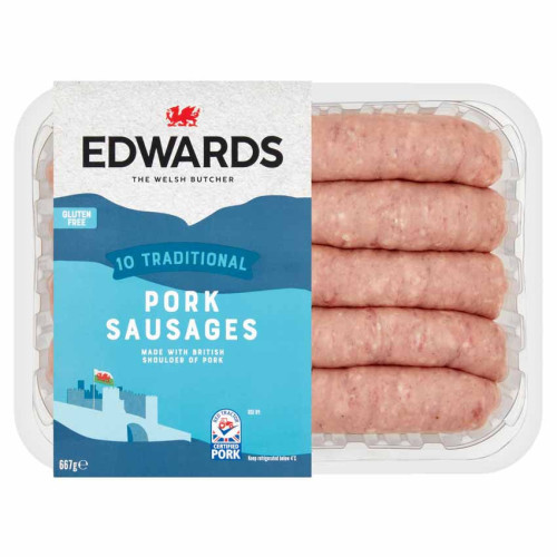 M0100621 - Edwards o Gonwy, Thick Pork Sausages, 3 x 667g