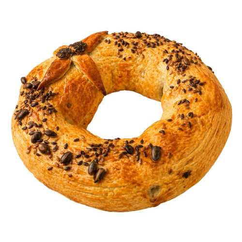 M1301521 - Cinderhill Farm, Decorated Sausage Roll Ponsettia Wreath, approx 650g.jpg