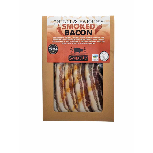 M4300301 - Welsh Homestead Smokery, Dry Cured Smoked Chilli & Paprika Bacon, 100g.jpg