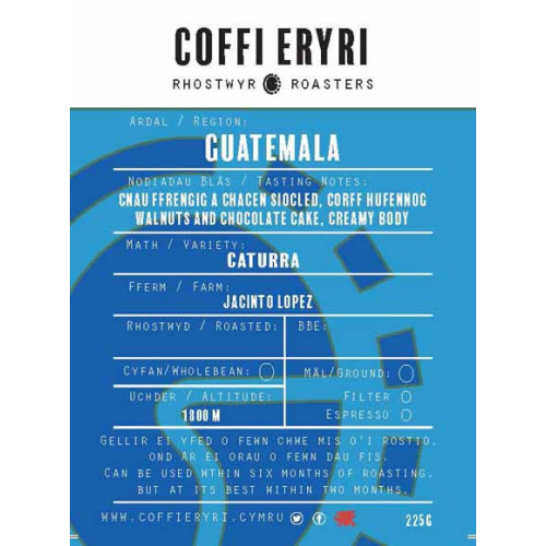 T2210402 - Coffi Eryri Guatemala, 225g Ground
