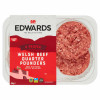 Edwards o Gonwy, 4 Welsh Beef Quarter Pounders, 454g
