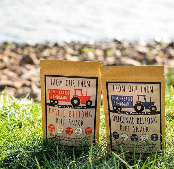 From Our Farm biltong bags in grass