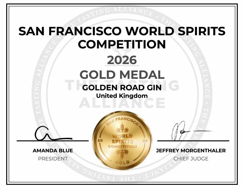 Golden Road Gin Gold Medal Certificate
