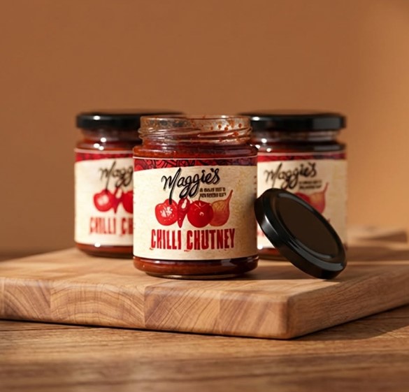 Maggie's African Twist chilli chutney on board