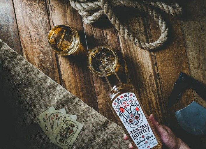 Mortal Bunny on deck with glass