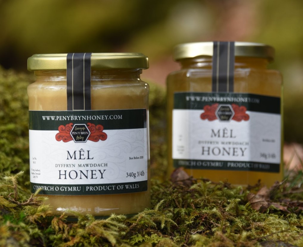 Pen y Bryn honey jars on moss