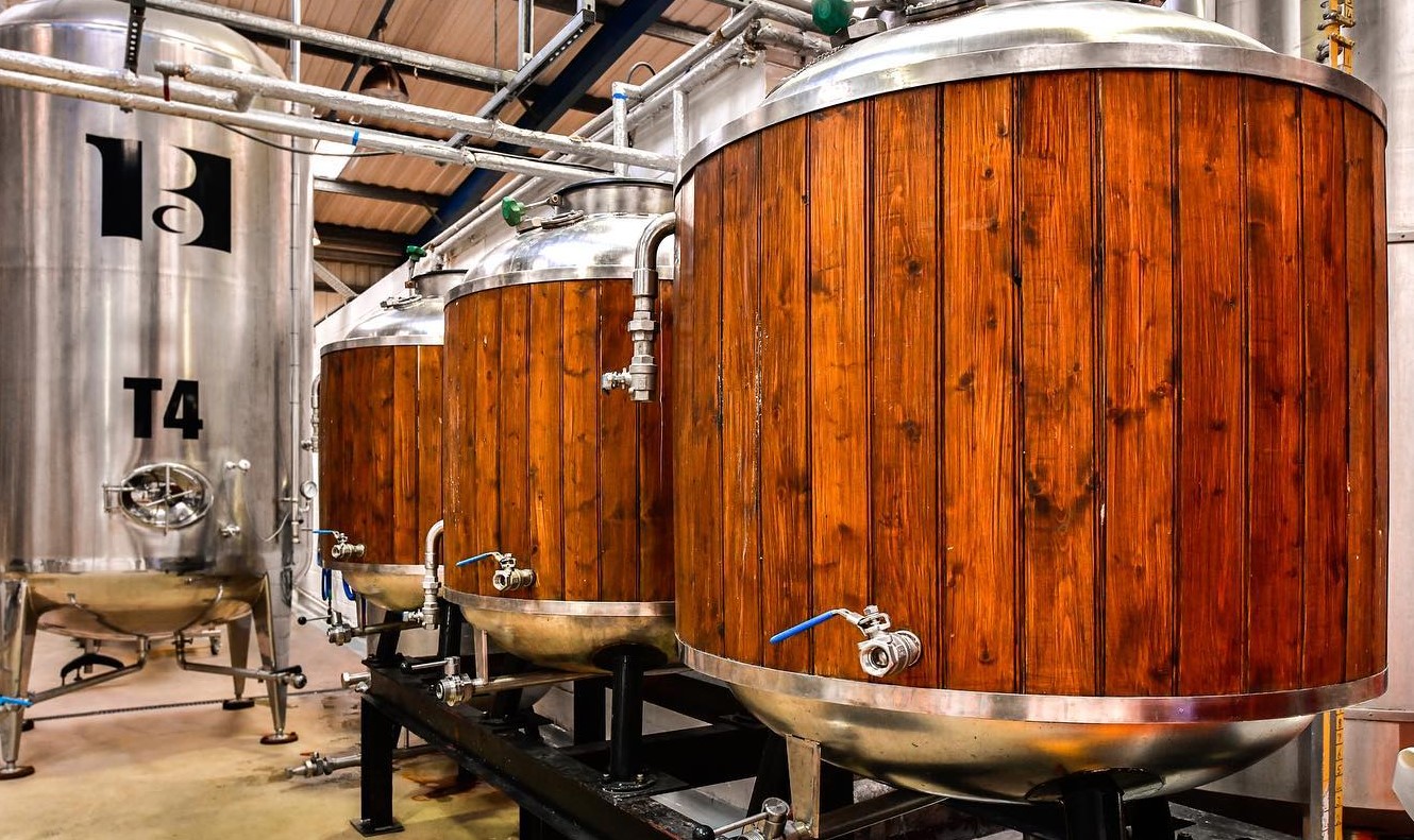 Tomos Watkin in brewery