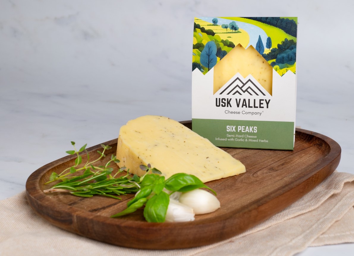 Usk Valley Cheese Co Six Peaks on cheeseboard